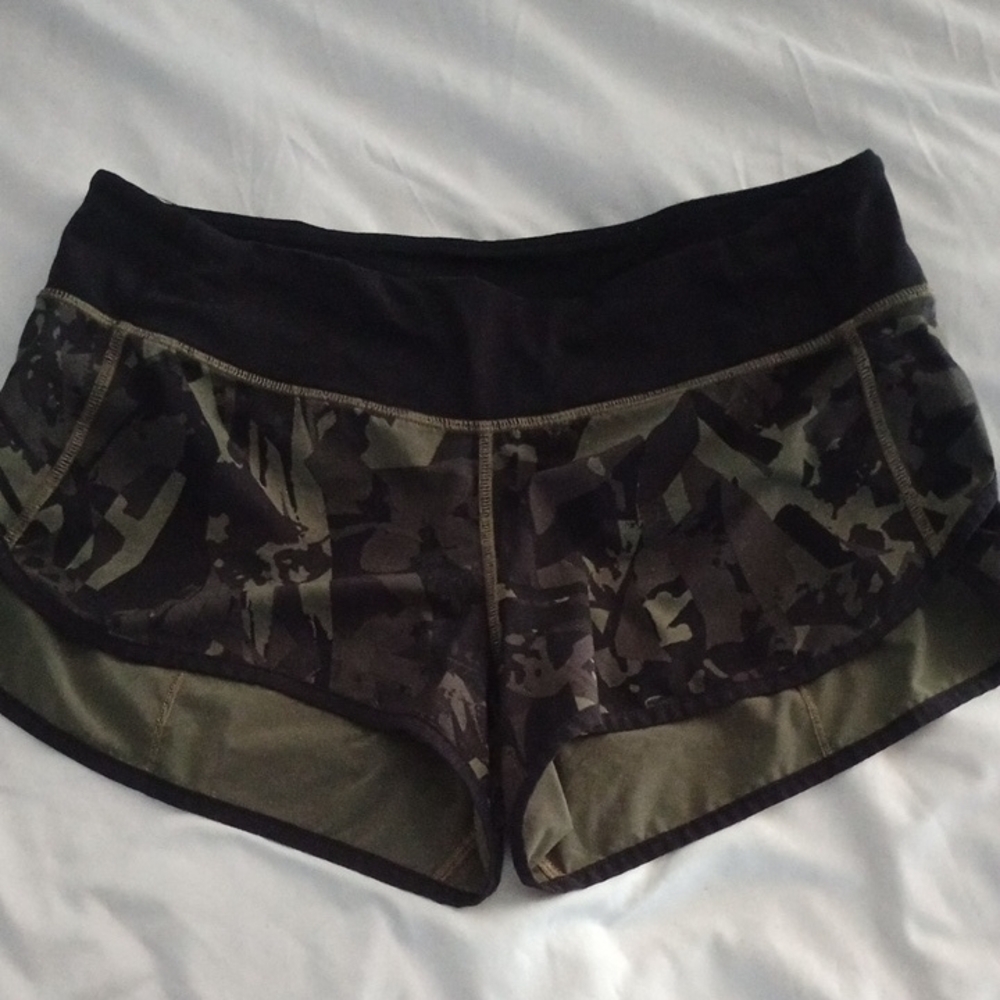 Lululemon Athletica Black and Green Athletic Shorts